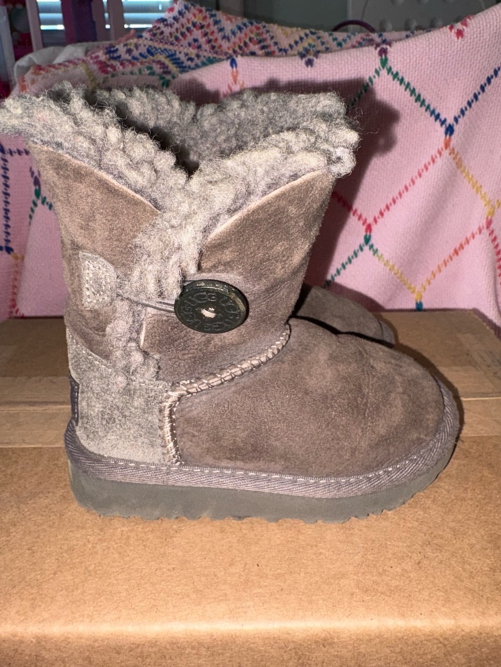 UGG Gray Bailey Button Booties Toddler Girl size 7
